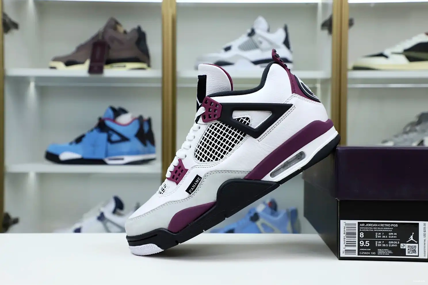 RETRO SAINT-GERMAIN AIR X Kimikick JORDAN JORDAN 4 'BORDEAUX' PARIS AIR 0424